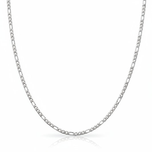 Figaro Chain 925 Silver Rhodium Plated 2.4 mm