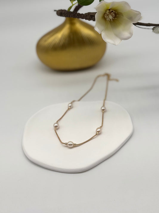 Pearl Necklace, 925 Sterling Silver, 18k Gold Plated, Elegant Jewelry for Weddings and Special Occasions