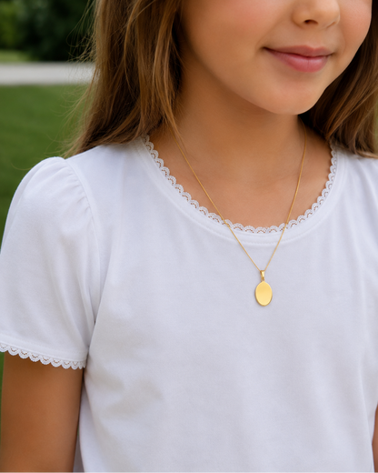 Personalized Engraved Necklace Fingerprint Pendant Oval 12x15 mm 925 Silver 18K Vermeil Gold Plated