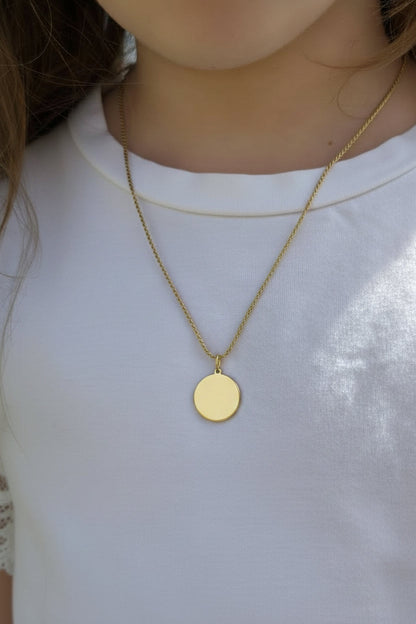 Personalized Engraved Fingerprint Necklace Pendant Round 925 Silver 18K Vermeil Gold Plated 16mm