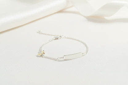 Children's Engraved Bracelet with Dog, 925 Silver, Personalized with Name, Date, or Initials