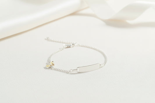 Children's Engraved Bracelet with Dog, 925 Silver, Personalized with Name, Date, or Initials