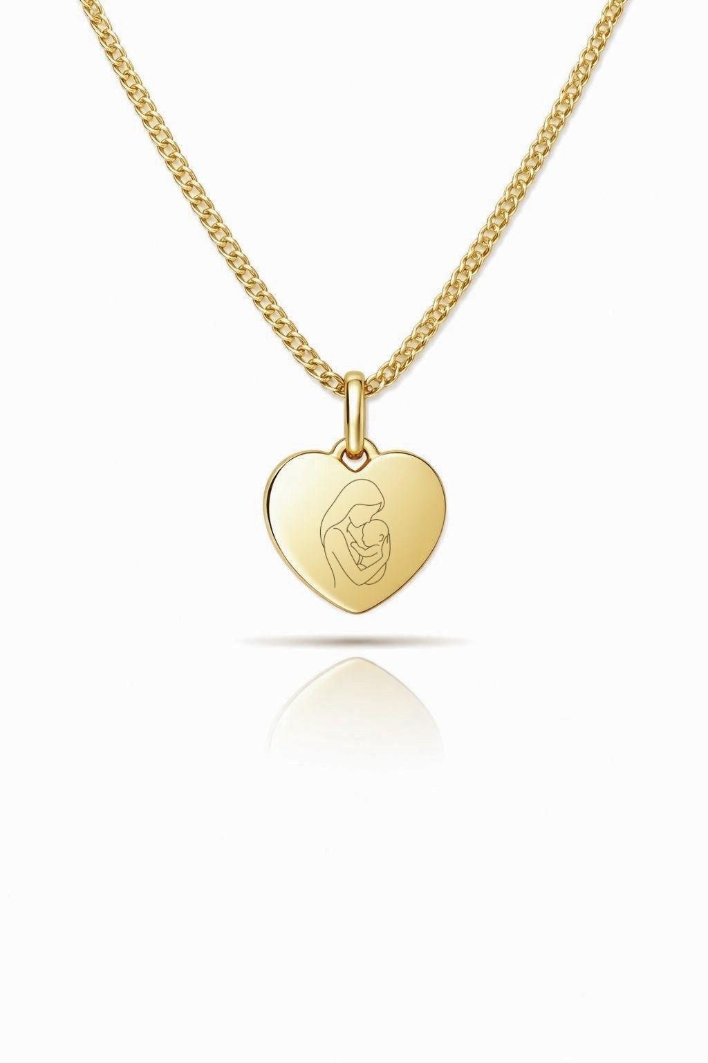 Personalized Heart Necklace Pendant Engraving Photo Graphic 925 Silver 18K Gold Plated
