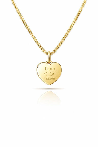 Personalized First Communion Necklace Heart Pendant Engraving made of 925 Silver 18K Gold Plated First Communion Gift