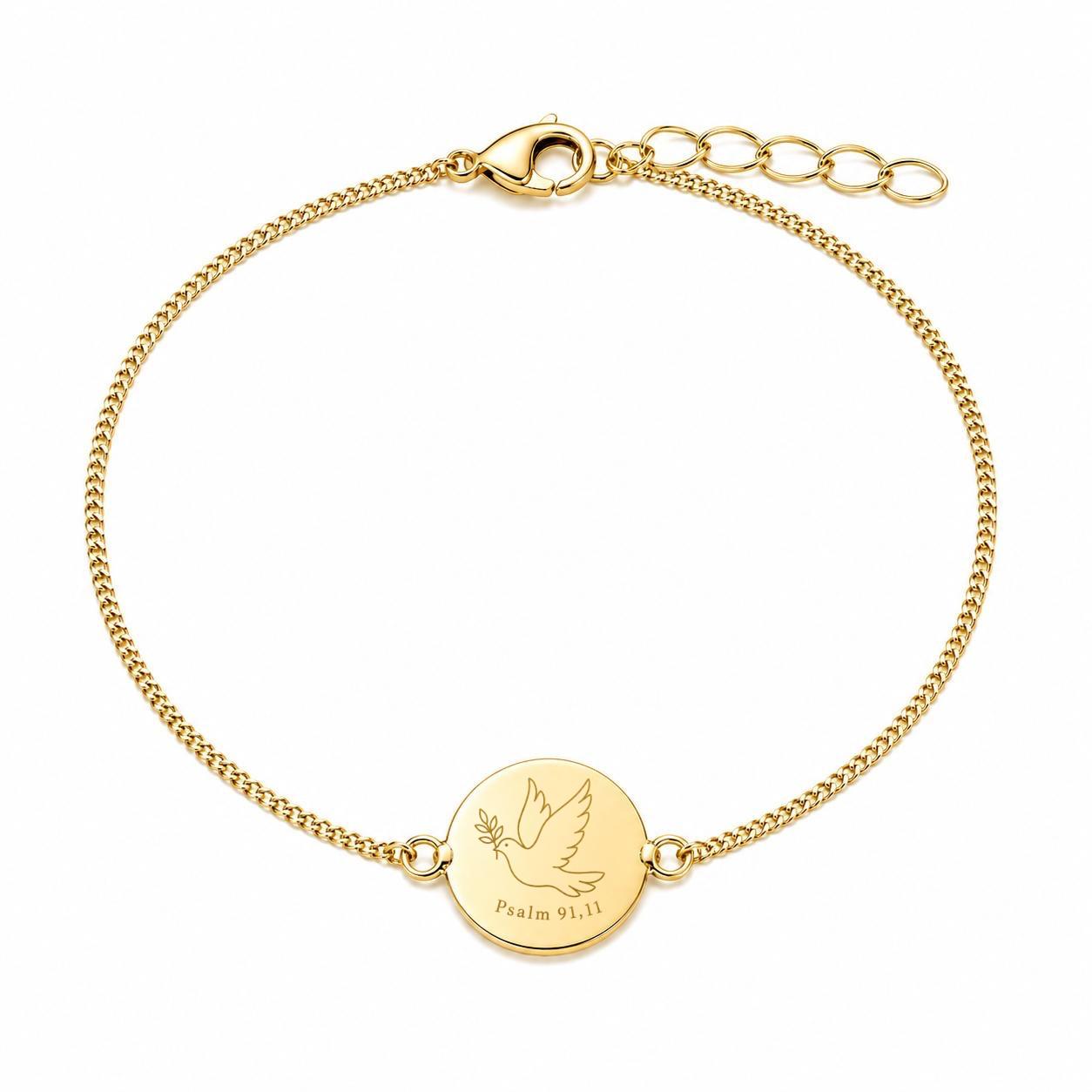 Personalized Bracelet Round Curb Chain Communion Engraving 925 Silver 18K Vermeil Gold Plated 12 mm Disc