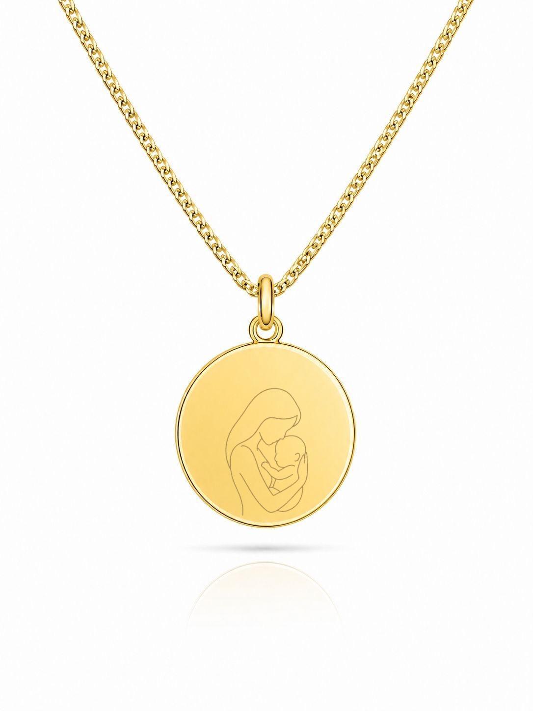 Personalized Engraved Necklace Photos Graphics Pendant Round 925 Silver 18K Vermeil Gold Plated 16 mm