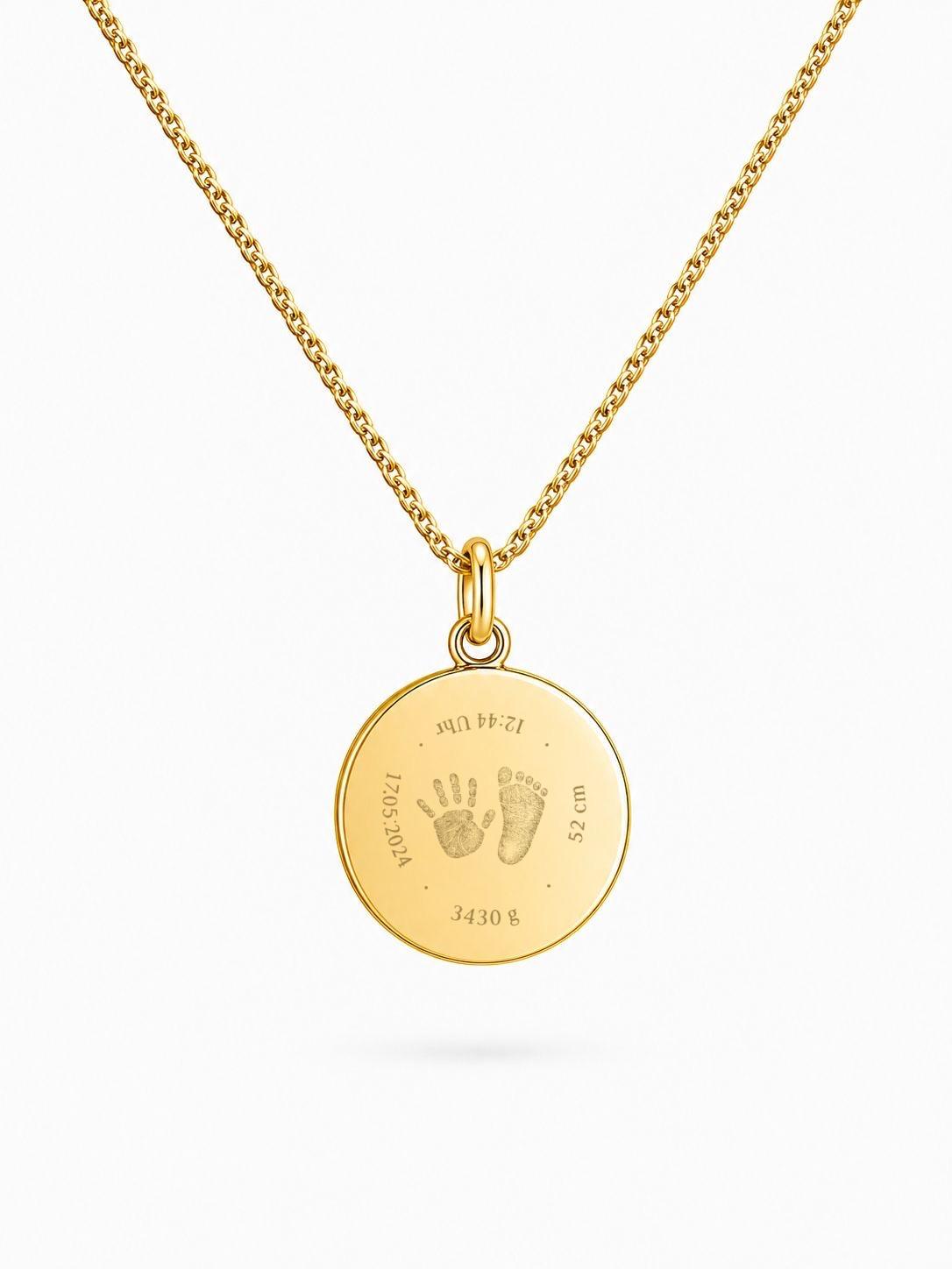 Personalized Engraved Necklace Birthstone Pendant Round 925 Silver 18K Vermeil Gold Plated 14 mm