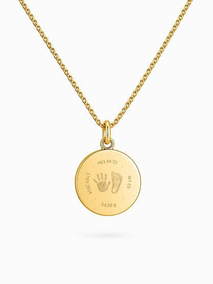 Personalized Engraved Necklace Birthstone Pendant Round 925 Silver 18K Vermeil Gold Plated 14 mm