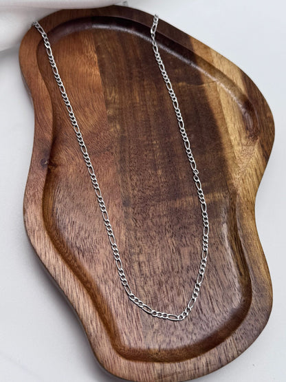 Figaro Chain 925 Silver Rhodium Plated 2.4 mm