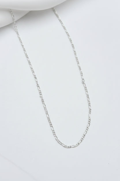 Figaro Chain 925 Silver Rhodium Plated 2.4 mm