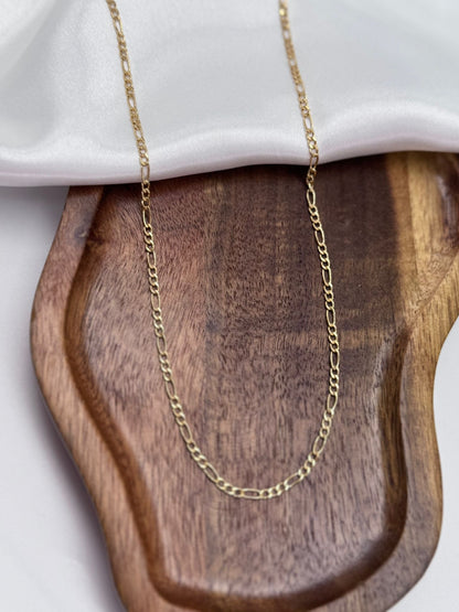 Figaro Chain 925 Sterling Silver 18K Gold Plated 2.4 mm