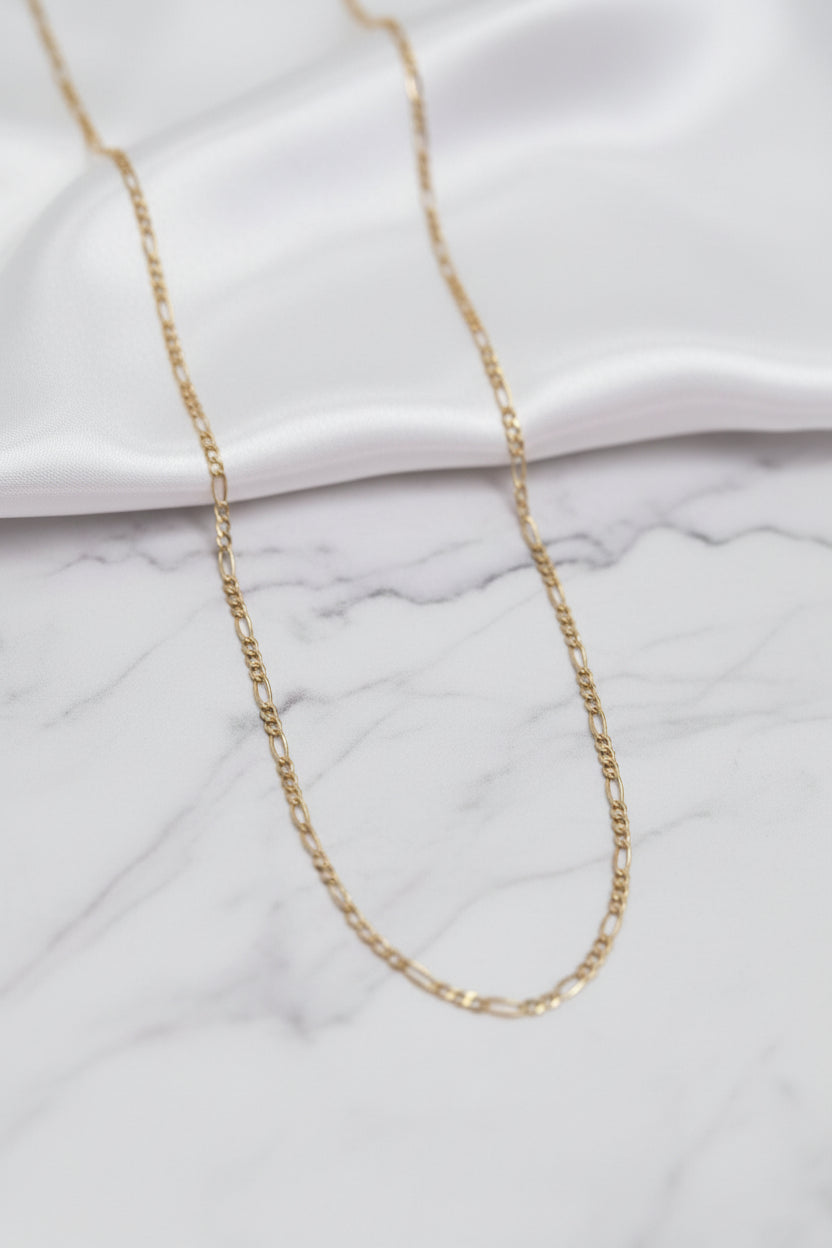 Figaro Chain 925 Sterling Silver 18K Gold Plated 2.4 mm