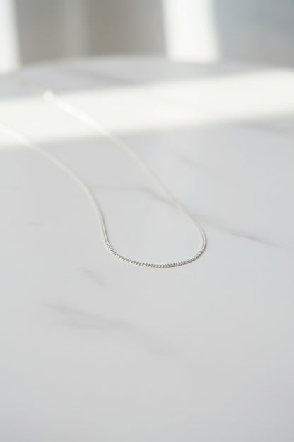 Curb Chain 925 Sterling Silver Rhodium Plated 1.2 mm