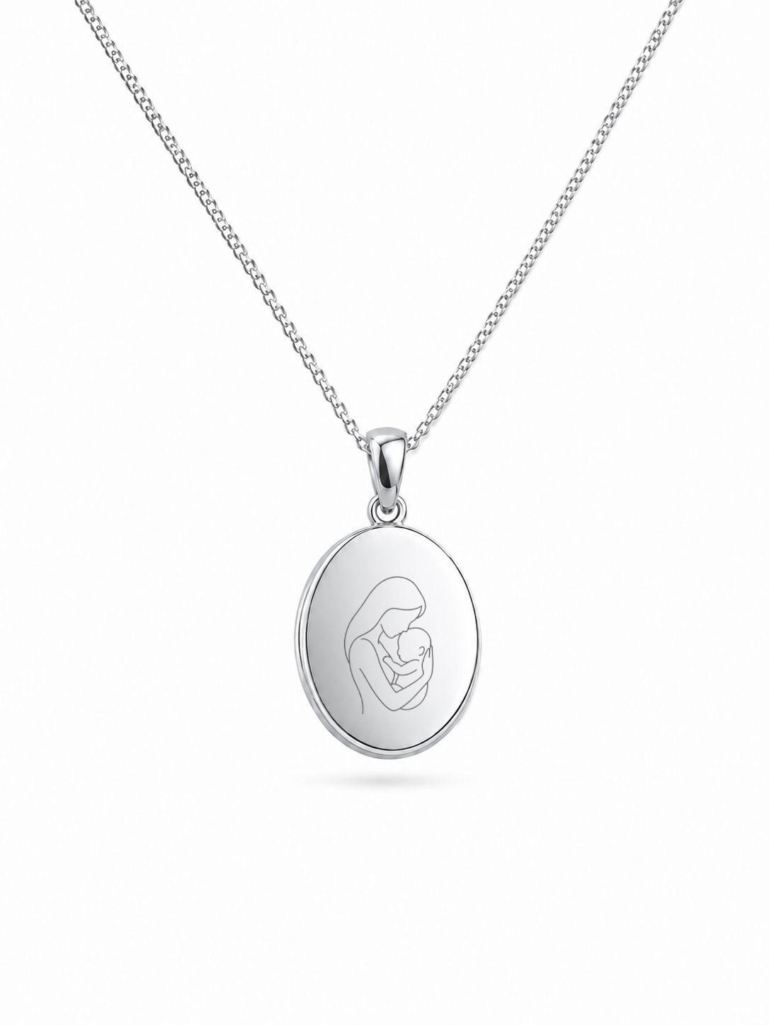 Personalized Engraved Necklace Photo Graphic Pendant Oval 12x15 mm 925 Silver Rhodium Plated