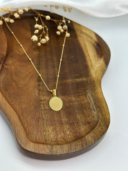 Personalized Engraved Communion Necklace Oval Pendant 12x15 mm 925 Silver 18K Vermeil Gold Plated