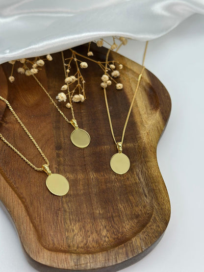 Personalized Engraved Necklace Own Handwriting Pendant Oval 12x15 mm 925 Sterling Silver 18K Vermeil Gold Plated