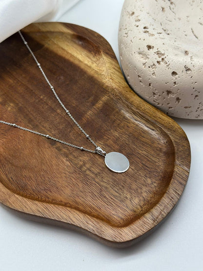 Personalized Engraved Necklace Name Date Initials Oval Pendant 12x15 mm 925 Sterling Silver Rhodium Plated