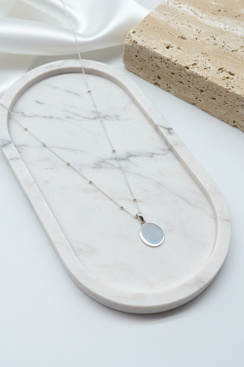 Personalized Engraved Necklace Custom Handwriting Pendant Oval 12x15 mm 925 Sterling Silver Rhodium-plated