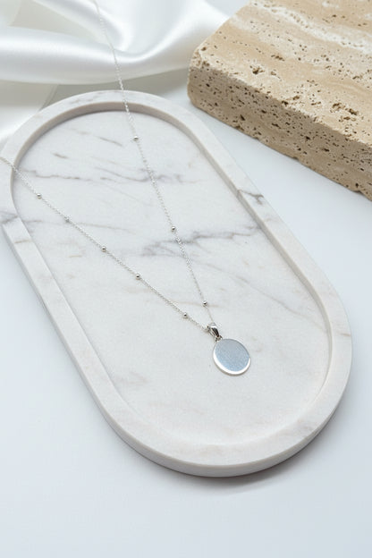 Personalized Engraved Necklace Custom Handwriting Pendant Oval 12x15 mm 925 Sterling Silver Rhodium-plated