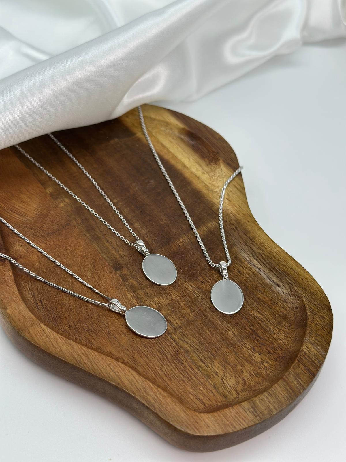 Personalized Engraved Handprint Footprint Oval Pendant Necklace 12x15 mm 925 Sterling Silver Rhodium Plated