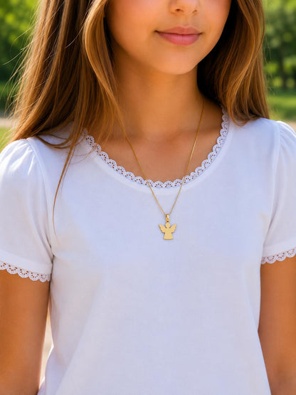 Personalized Angel Necklace Pendant with Engraving 925 Silver 18K Gold Plated