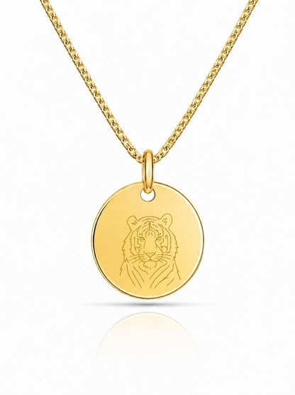 Personalized Necklace Pendant Engraving Round 19 mm Pictures Graphics 925 Silver 18K Gold Plated
