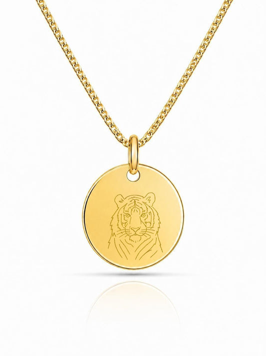 Personalized Necklace Pendant Engraving Round 19 mm Pictures Graphics 925 Silver 18K Gold Plated