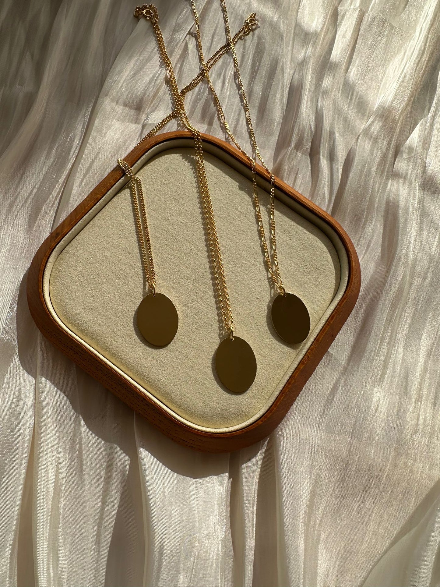 Engraved Necklace Men's Pictures Engraving Graphic Oval Pendant 925 Silver 18K Gold Plated 18x24 mm