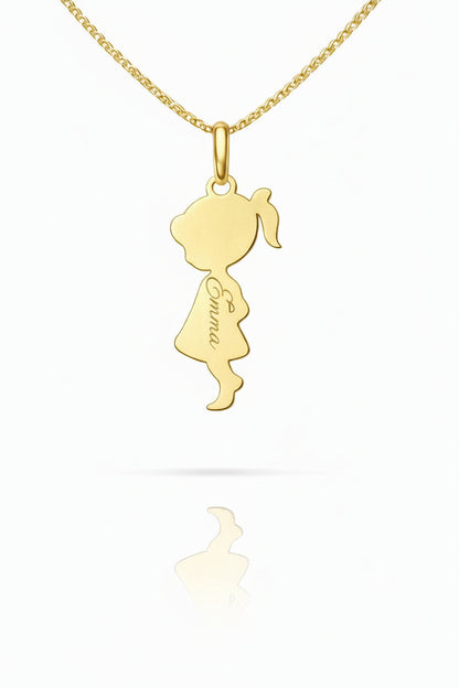 Personalized Girls Necklace Pendant Engraving 925 Silver 18K Gold Plated