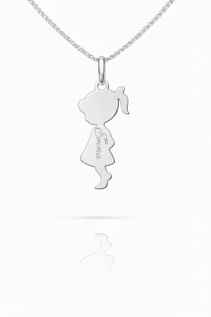 Personalized Girls Necklace Pendant Engraving 925 Silver Rhodium Plated