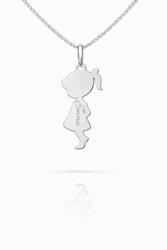 Personalized Girls' Necklace Pendant Engraving 925 Silver Rhodium-Plated