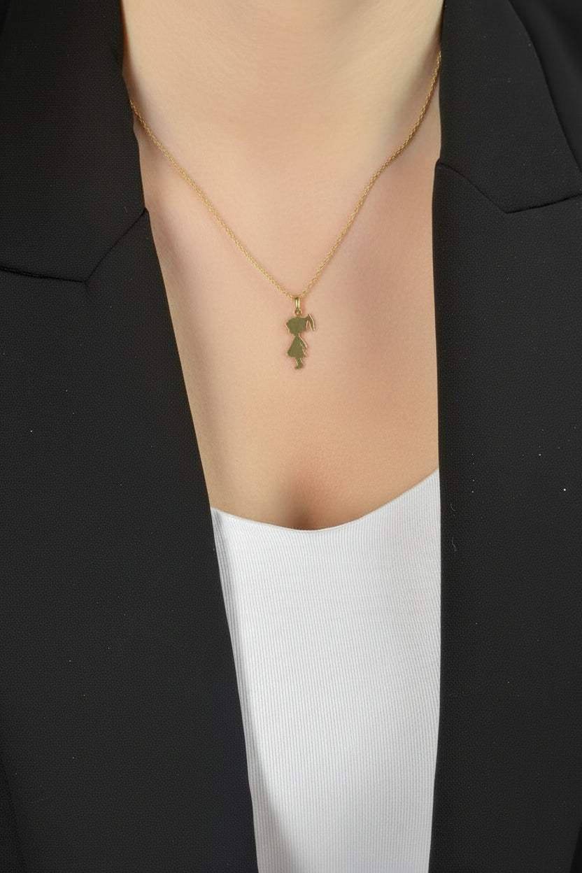 Personalized Girls Necklace Pendant Engraving 925 Silver 18K Gold Plated