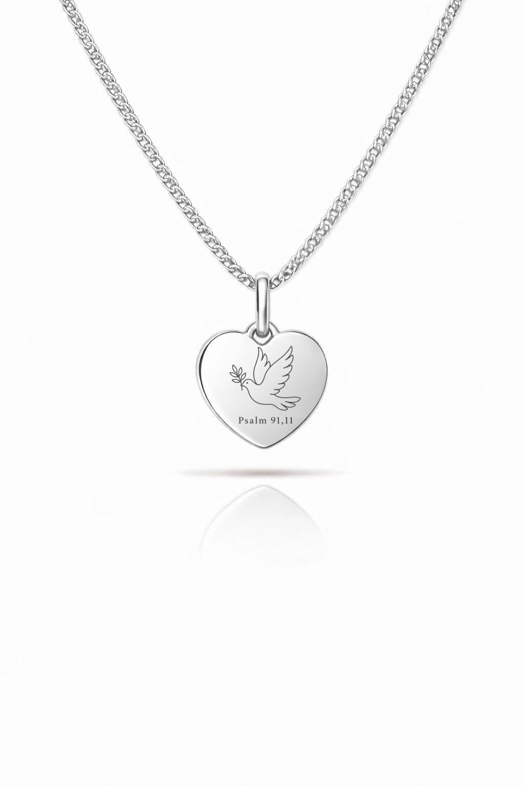 Personalized First Communion Necklace Heart Pendant Engraving made of 925 Sterling Silver Rhodium-Plated Gift for Communion