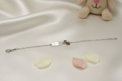 Children's Engraved Bracelet Monkey 925 Sterling Silver Rhodium Plated Personalized with Initials Name Date
