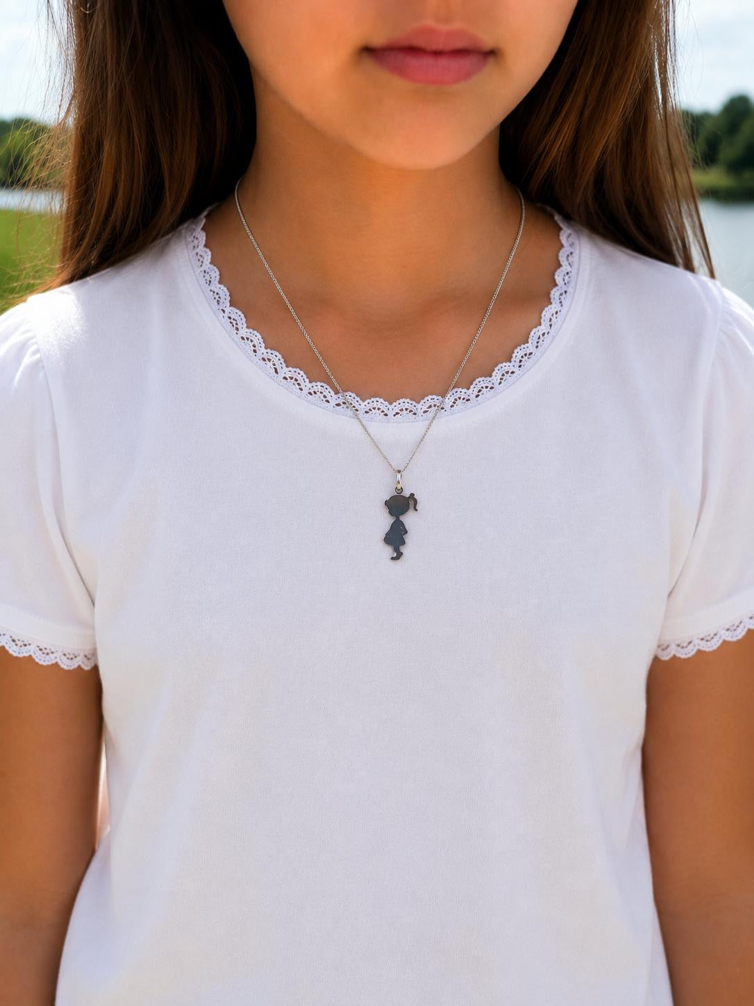 Personalized Girls' Necklace Pendant Engraving 925 Silver Rhodium-Plated