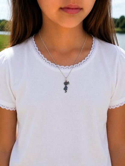 Personalized Girls' Necklace Pendant Engraving 925 Silver Rhodium-Plated