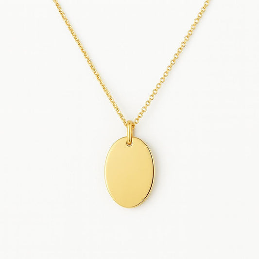 Personalized Necklace Engraving Oval Pendant 18 x 24 mm 925 Silver 18K Gold Plated