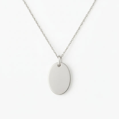 Personalized Necklace Engraving Oval Pendant 18 x 24 mm 925 Sterling Silver Rhodium Plated