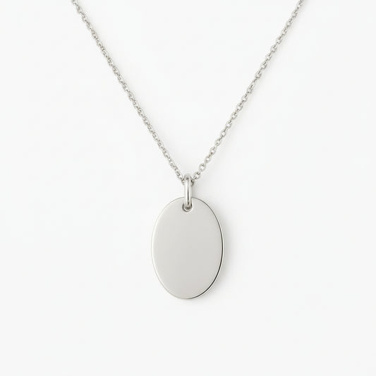 Personalized Necklace Engraving Oval Pendant 18 x 24 mm 925 Sterling Silver Rhodium Plated