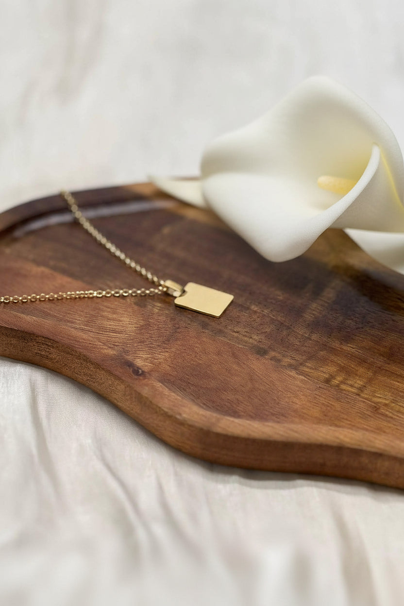 Personalized Necklace Rectangle Pendant Photos Graphics 925 Silver 18K Gold Plated 16x12 mm
