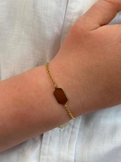 Personalized Bracelet Rectangular Coordinates Engraving 925 Silver 18K Vermeil Gold Plated 13x8 mm Plate