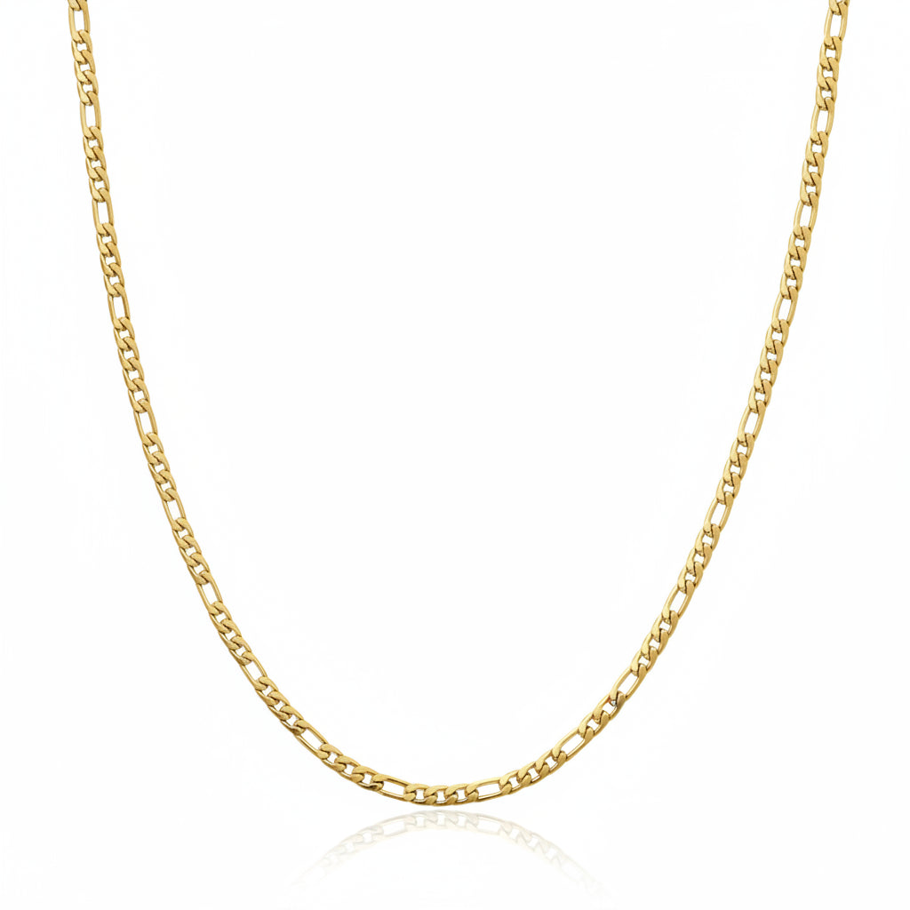 Figaro Chain 925 Sterling Silver 18K Gold Plated 2.4 mm