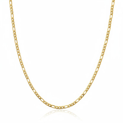 Figaro Chain 925 Sterling Silver 18K Gold Plated 2.4 mm