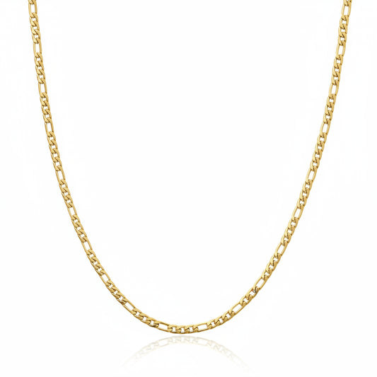 Figaro Chain 925 Sterling Silver 18K Gold Plated 2.4 mm