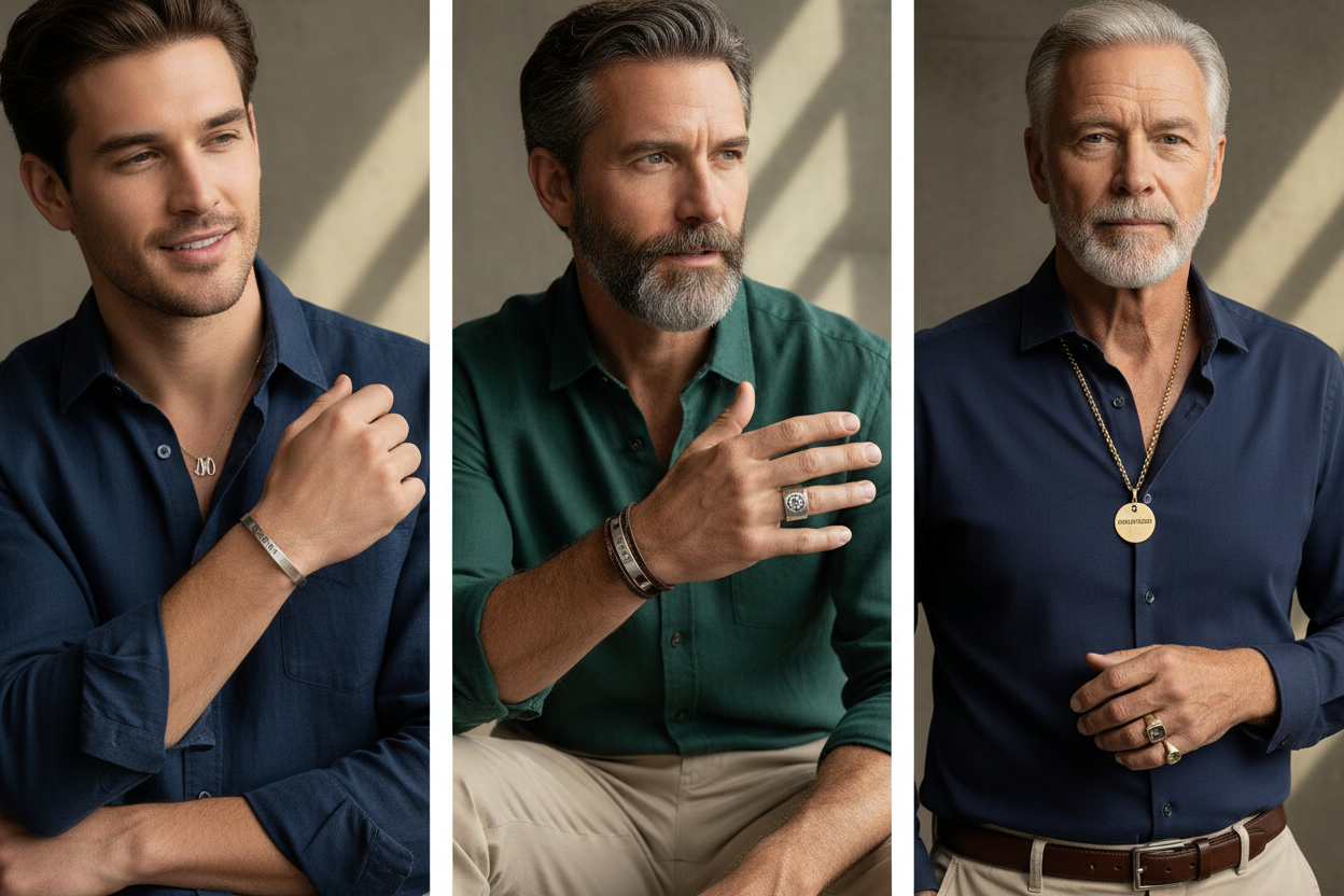 herren mit personaliezierte schmuck