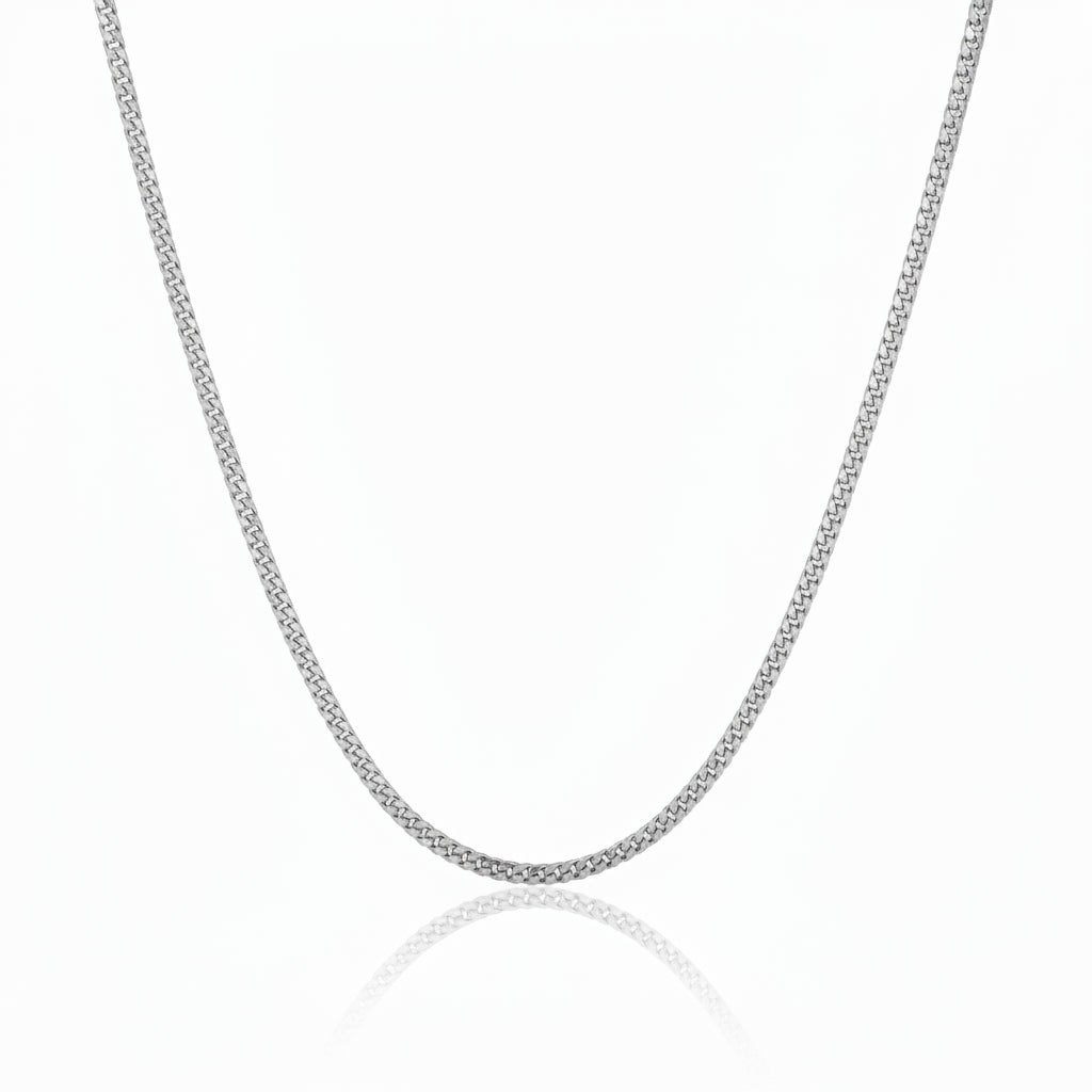 Curb Chain 925 Sterling Silver Rhodium Plated 2.5 mm