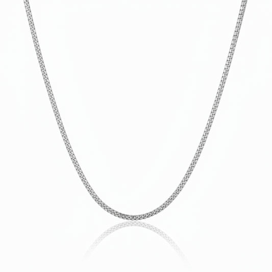 Curb Chain 925 Sterling Silver Rhodium Plated 2.5 mm